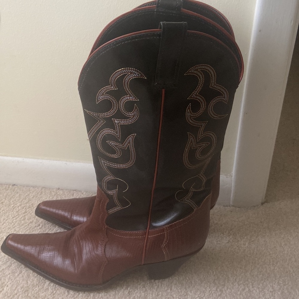 Brown and Black Cowboy Boots - Picture 2 of 7